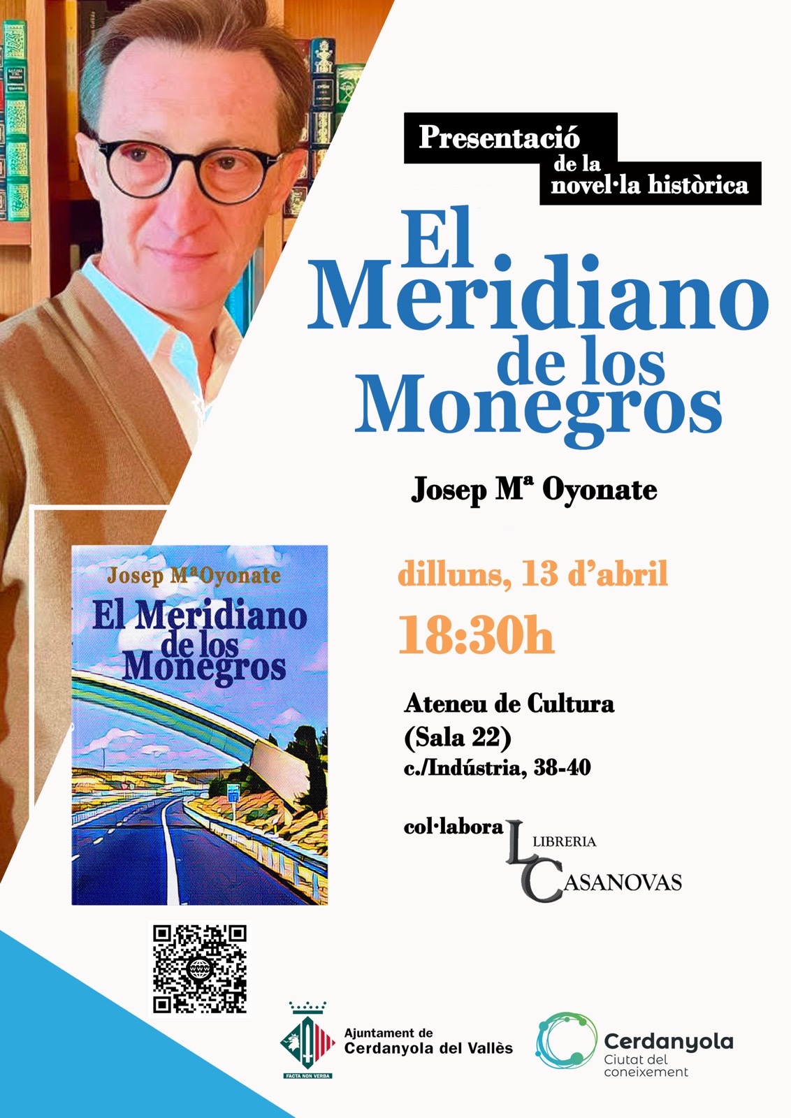Cartel de la presentación de El Meridiano de los Monegros en el Ateneu de Cultura de Cerdanyola del Vallès